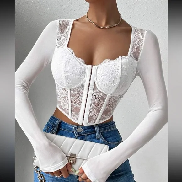 Boho lace bustier corset crop top
